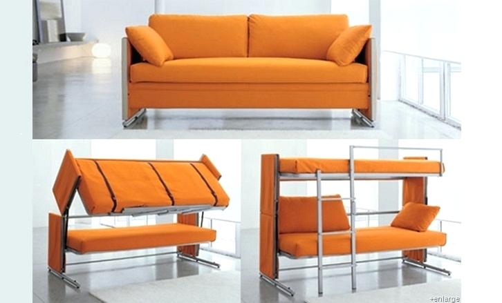 کاناپه‌ای که به یک تختخواب دو طبقه تبدیل می‌شود