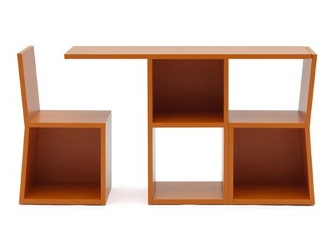 ترکیب کتابخانه و میز و صندلی